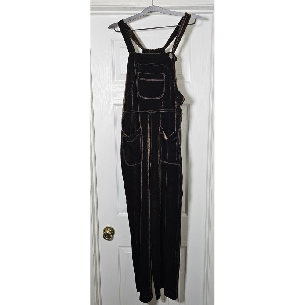 Vintage Wide Leg Overalls Small‎ Brown Velour Patch Front Pockets Tru Supply USA